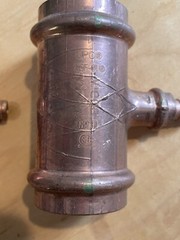 Copper ProPress 1-1/2” x 1-1/2” x 1/2″ Reducing Tee Fitting Viega Pex Press