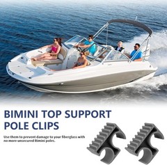 Bimini Top Pole Clips for 7/8-Inch Support Poles, 2 Pack (Grey)