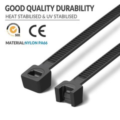 Heavy Duty 18″ Black Zip Ties 300 Pack – 330 LBS Strong Plastic Cable Ties for I