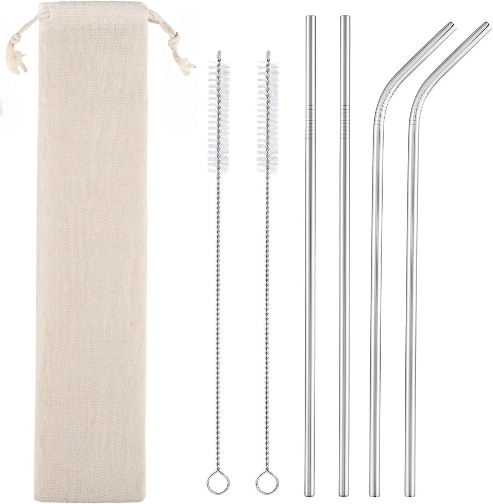 Set of 4 Reusable Metal Straws, 10.5” 265mm, 4Pcs – 0.24″∅