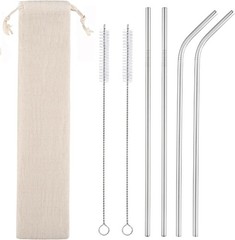 Set of 4 Reusable Metal Straws, 10.5” 265mm, 4Pcs – 0.24″∅