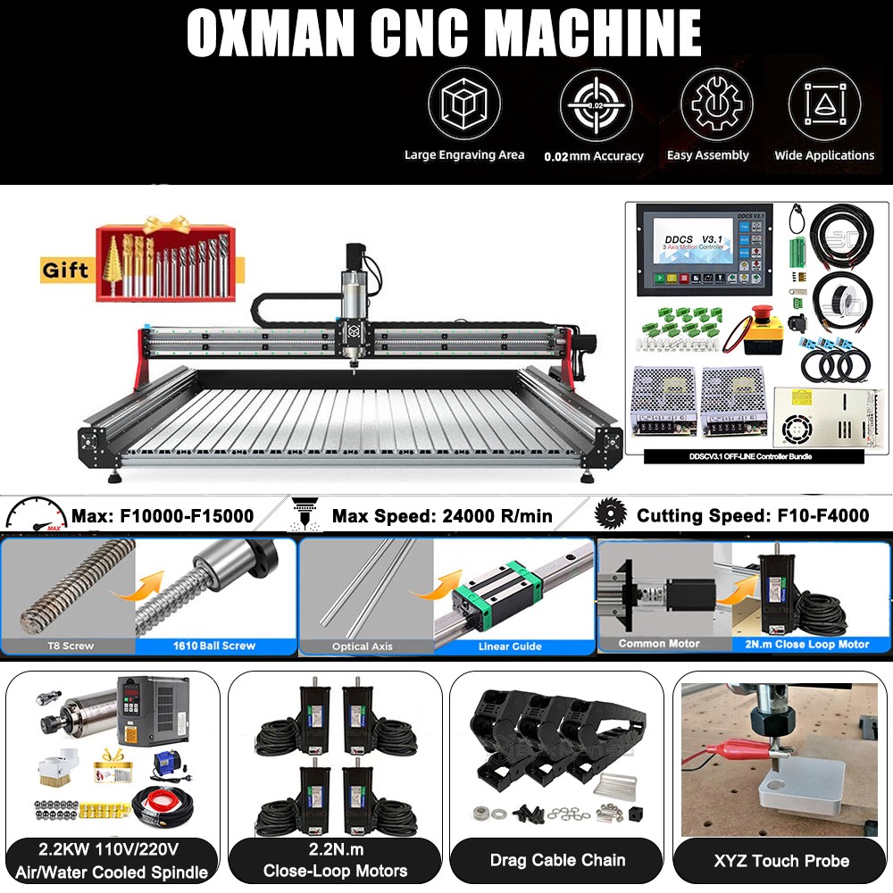 OXMAN CNC Router Machine with DDCSV3.1 Control Full Kit- 1610 Ball Screws