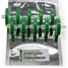 Syringe Filter PES(Polyethersulfone) 0.22μm 25mm Non Sterile Hydrophilic 100/pk
