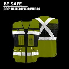 OPLERAI Safety Vest Unisex SIZE 4XL Sleeveless Orange Multi-Function Pockets