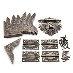 Antique Heart-Shaped Hasp Latch Vintage Engraved Mini Hinge and Bronze Box Co…