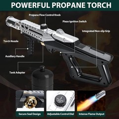 Muphop Powerful Propane Torch Gun, Flamethrower Gun with Adjustable Flame, Bl…