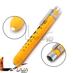 Pen Light With Pupil Gauge For Nurses Doctors W/ pocket Clip Dark- Yellow PL-017