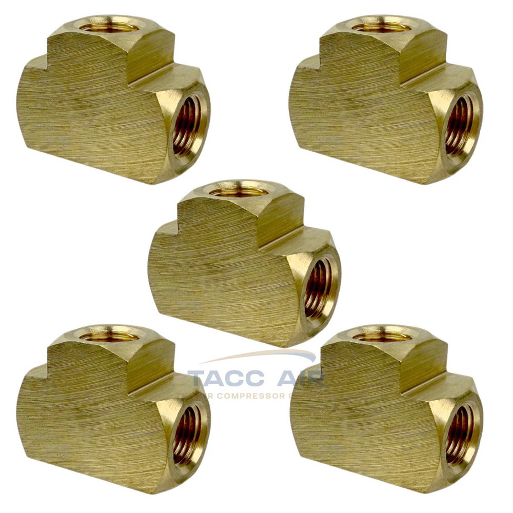 5 PC 1/8″ Female NPT Equal Pipe Tee Brass Barstock Threaded Pipe Fitting FNPT