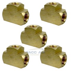 5 PC 1/8″ Female NPT Equal Pipe Tee Brass Barstock Threaded Pipe Fitting FNPT