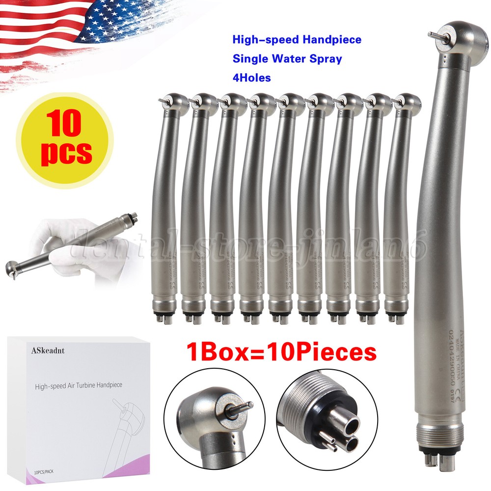 4 Hole Dental High Speed Handpiece Large Head Single Water Spray Air Turbine 10