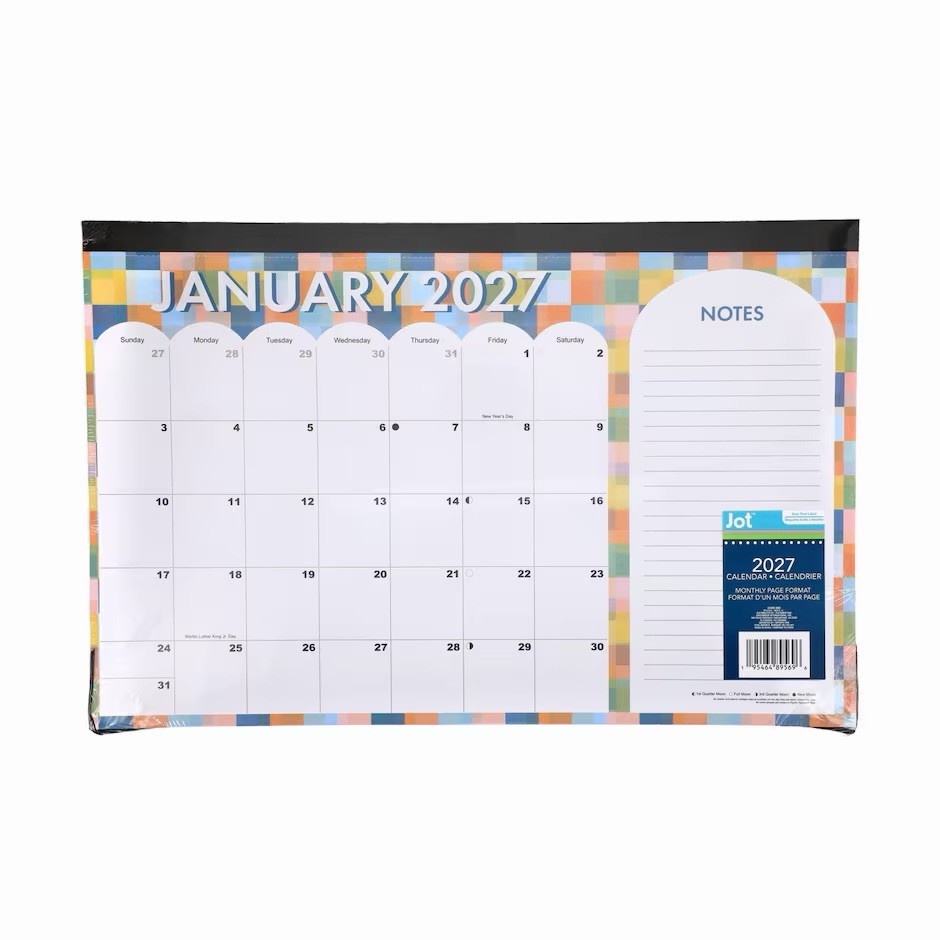 2027 Monthly Desk Pad Calendar 11″ x 17″ Monthly Page Format Jot New Checkered