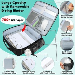3″ D-Ring Zipper Binder Backpack 700 Sheets Capacity 13″ Laptop Compartment Bag
