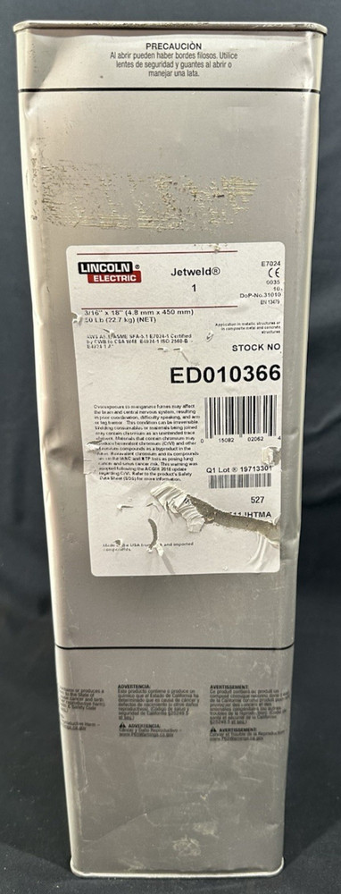 Lincoln Electric Stick Electrodes 786VX7 Carbon Steel E7024, 3/16″ x 18″, 50 Lb