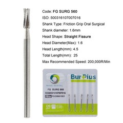 Wave Dental Surgical Burs 25mm Carbide Bur Friction Grip FG Straight Fissure 557