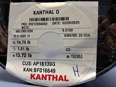 (13.9 lbs.) Kanthal – BF016649 – 26-AWG (.0159″) Resistance Wire – NEW