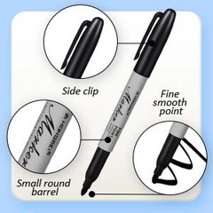 100 Pack Black Permanent Markers Bulk – Fine Point Permanent Marker Quick Drying
