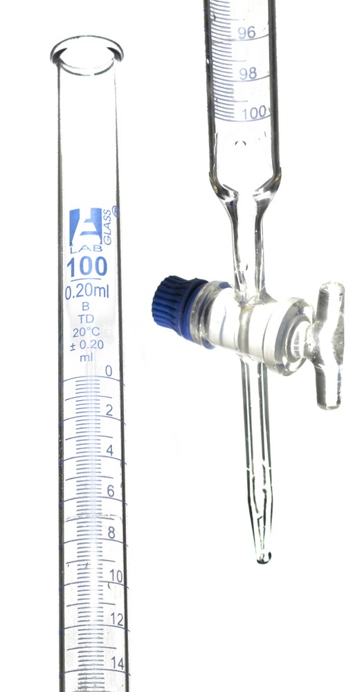 Class B 100mL Borosilicate Burette – 0.2mL Graduations – 0.2mL Tolerance –
