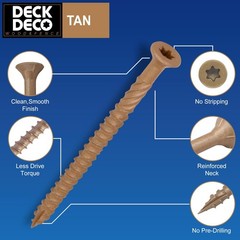 436 PCS #9 x 3 Inch Wood Screws Tan Ruspert Coating Exterior Deck Torx/Star