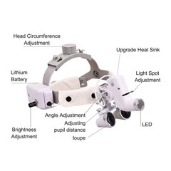 3.5X Medical Surgical Dental Binocular Loupes Headband Magnifier LED Headlight