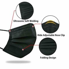 10/50/100 PCS Black Disposable Face Mask Non Medical 3-Ply Earloop Dust Cover