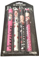 Set of 4 Ink Pens- Betty Boop- 4 different pens- pink black white red lips heart