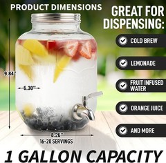Zulay 1 Gal Cold Brew Maker – Glass Pitcher, SS Filter, Spigot