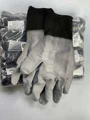 12 PAIRS CONDOR COATED BLACK/GREY WORK GLOVE 100% NYLON SHELL PU PALM (XXS-3XL)