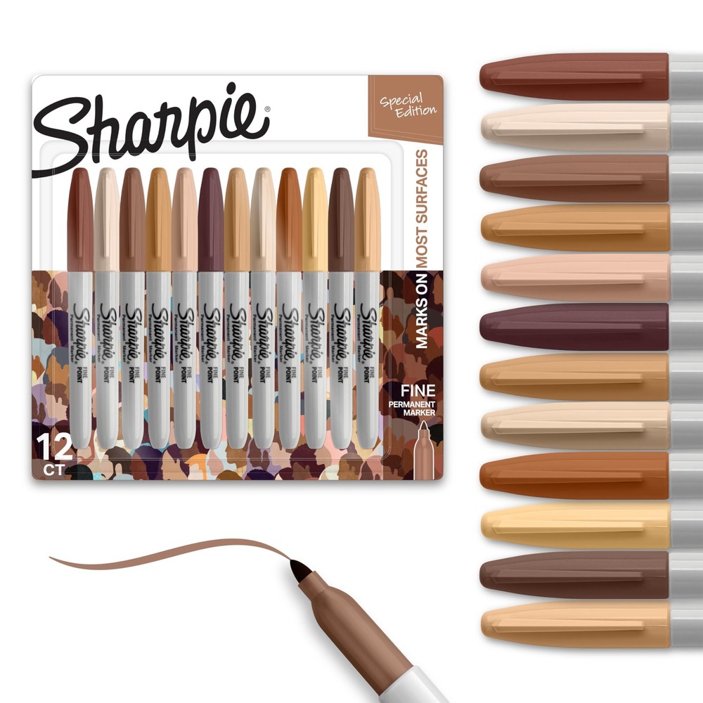 Permanent Markers Special Edition Fine Point 12 Count Assorted Skin Tone Shades