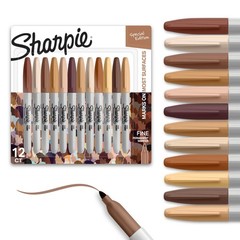 Permanent Markers Special Edition Fine Point 12 Count Assorted Skin Tone Shades