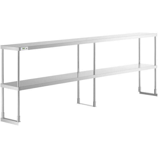 12″W x 96″D x 32″H Stainless Steel Double Deck Overshelf For Work Prep Tables