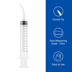 Dental Surgical 12CC Irrigation Syringe Curved Tip with Graduation up to 1000pcs