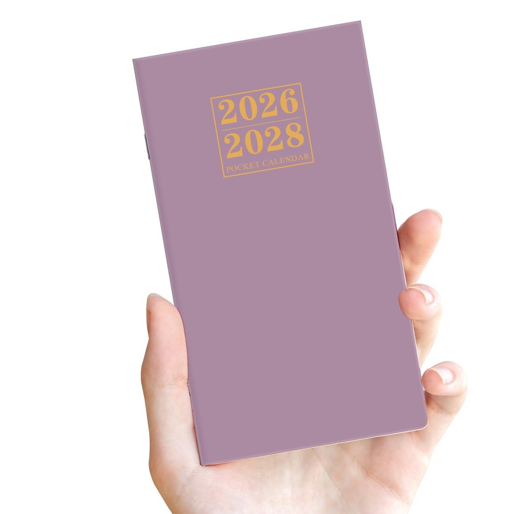 2026-2027 Pocket Calendar for Purse – Mini Monthly 3.5” x 6.5”, Purple