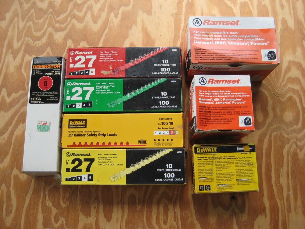 Ramset DeWalt Remington LOT of 27 Caliber Powder Loads & Drive Pins Fasteners