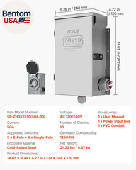 Manual Transfer, 50-Amp 10-Circuit, Prewired Generator Transfer Kit with CS6375