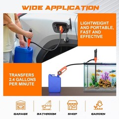 Efficient 3.0 GPM Siphon Pump for Gasoline, Diesel & Water with Ergonomic Nozzle