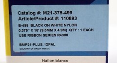 Brady 110893 BMP21 Series Nylon Cloth Patch Panel Wire Cable Labels M21-375-499