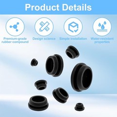 125-Piece Black Rubber Plug Set for Round Holes in Automotive and Furniture
