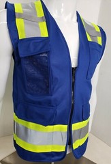 FX Two Tone Blue Safety Vest with 4 Front Pocket XSmall to 3XL