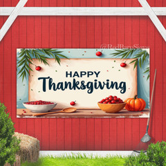 Happy thanksgiving banner indoor and outdoor