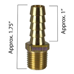 3/8″ X 1/4″ MNPT Brass Air Hose Barb Fitting For 3/8″ Hose