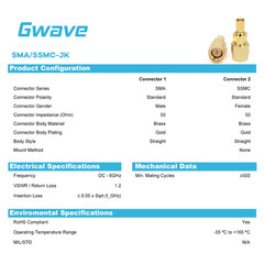 SMA Male to SSMC Female Adapter, DC – 6GHz