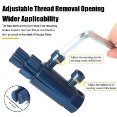 Pipe Thread Extractor compatible with wrenches due to its hexagonal design