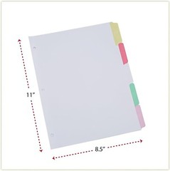 UNIVERSAL Letter Size Side Tab Five 5-Tab Index Dividers MULTICOLOR 20816