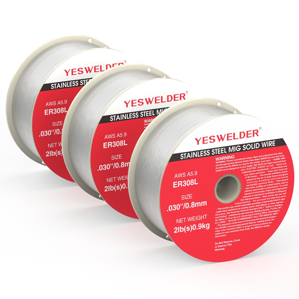 YESWELDER ER308L Stainless Steel MIG Solid Wire .030-diameter, 2-Pound, 3-Packs