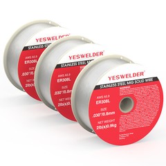 YESWELDER ER308L Stainless Steel MIG Solid Wire .030-diameter, 2-Pound, 3-Packs