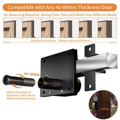 Anti-Rust Long Throw Gate Lock for 40-80mm Wooden Door Right & Left Door 5 Keys