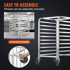 Uimoso 10-Sheet Aluminum Baking Rack with Wheels for Commercial Kitchens