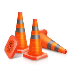 4 x Orange Oxford fabric Collapsible Traffic Safety Cones 18″ X 9.45″ X 1.18″