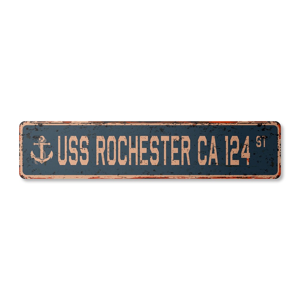 USS ROCHESTER CA 124 Vintage Street Sign us navy ship veteran sailor rustic gift