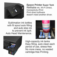 Epson Printer with Sublimation ink Heat Transfer Print + T-Shirt Bundle